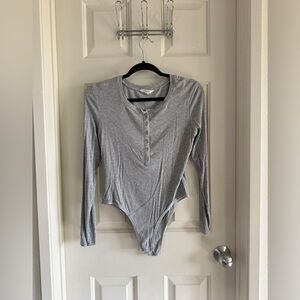 Amaryllis Heather Gray Button-Up Bodysuit